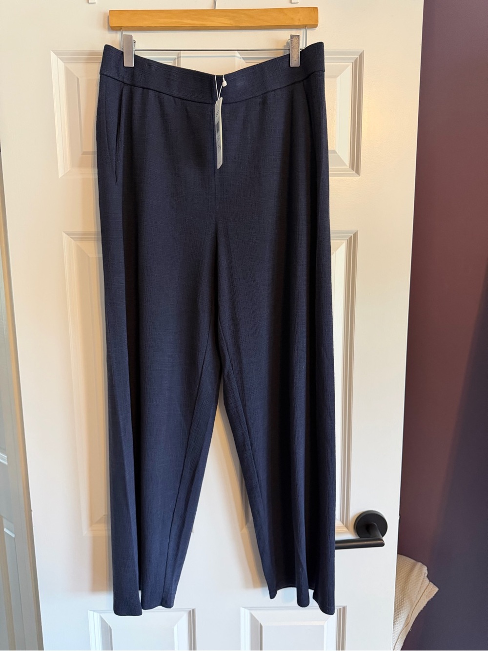 EILEEN FISHER STRAIGHT ANKLE PANT Wide Leg Pants in Blue Size Medium NWT
